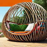 **A vibrant and innovative sustainable design project displayed at a design competition, showcasing the use of recycled materials in a unique and functional object. Focus on environmental certifications and criteria for sustainability awards.**