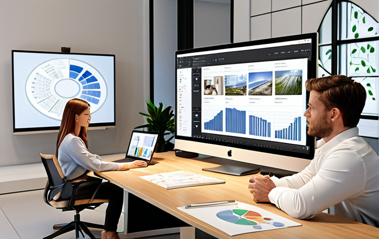 **
A modern, collaborative workspace showcasing an interior designer, architect, and client reviewing 3D renderings and material samples. The scene emphasizes communication and teamwork, with project management software displayed on a large screen. Focus on a bright, open space with sustainable materials and integrated lighting.
**