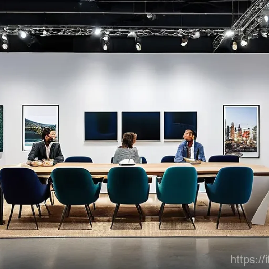 실내건축과 관련된 세미나 및 행사 정보 - **Prompt 1: Bustling Design Exhibition with Networking and Innovation**
    "A vibrant, wide-angle s...