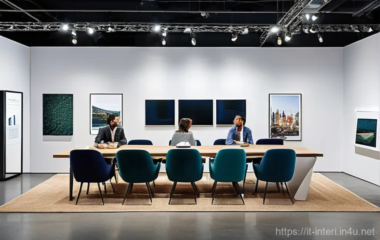 실내건축과 관련된 세미나 및 행사 정보 - **Prompt 1: Bustling Design Exhibition with Networking and Innovation**
    "A vibrant, wide-angle s...