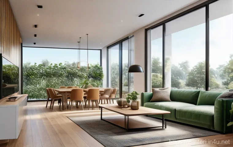 실내건축에서 CAD 사용 방법 - **Immersive 3D Interior Design Presentation:** A highly detailed, photorealistic rendering of a mode...