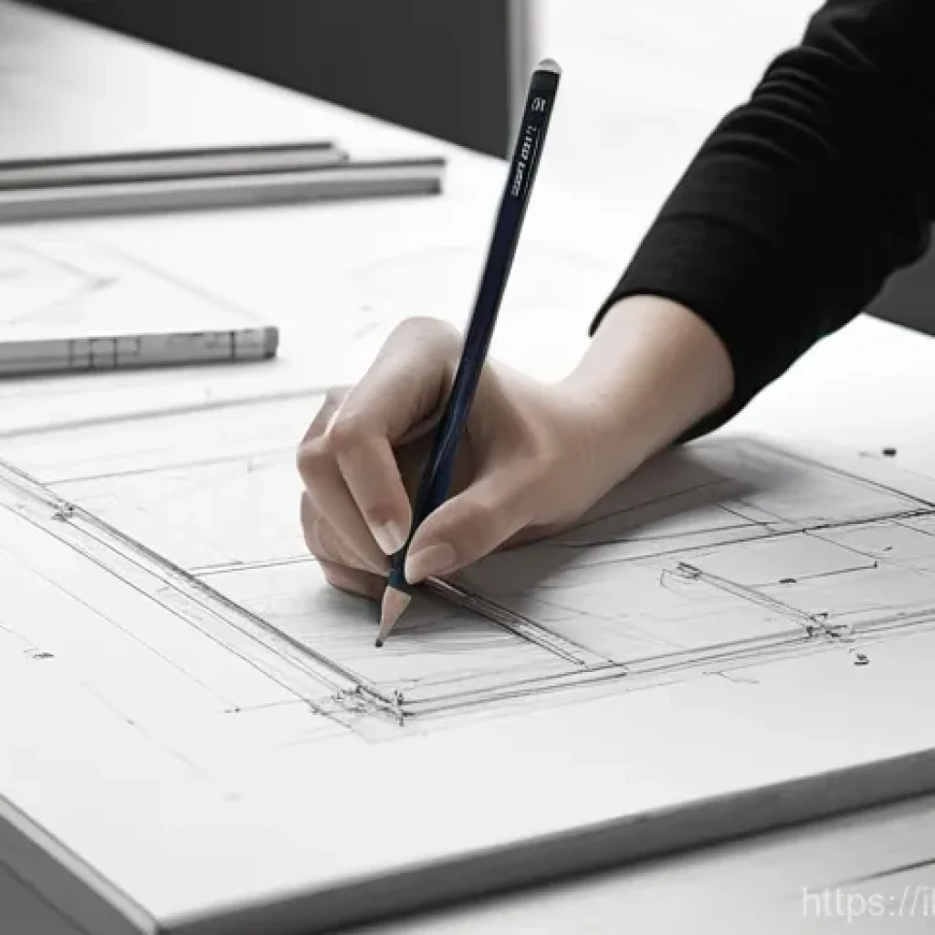 실내건축 실기 시험 준비 시 필요한 도구들 - **Prompt 1: Precision in Pencil Drawing**
    "A focused young interior design student, dressed in a...