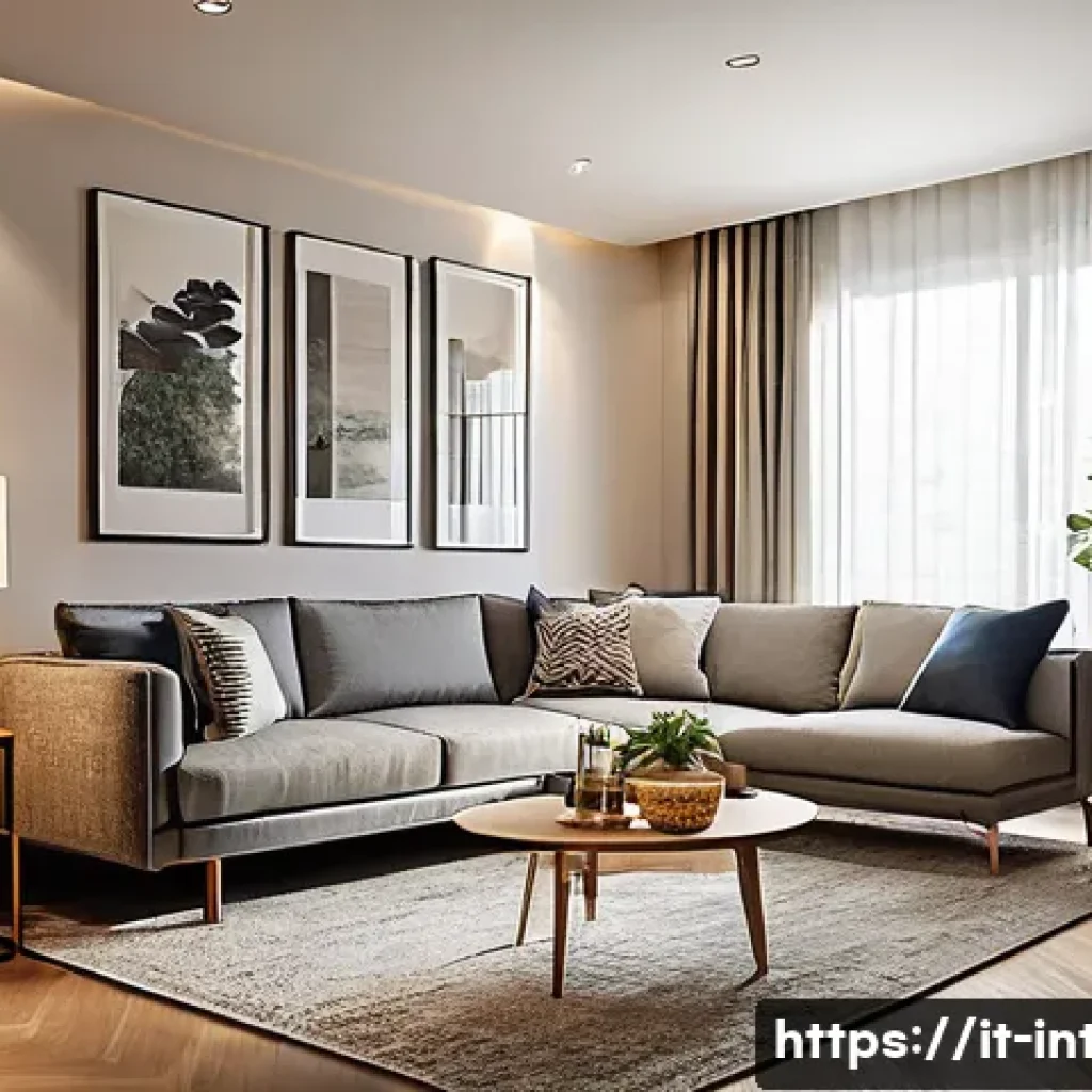 실내건축 실습에서 자주 실수하는 부분 - **"Radiant Living Space with Dynamic Lighting"**
    A modern, open-concept living room filled with ...