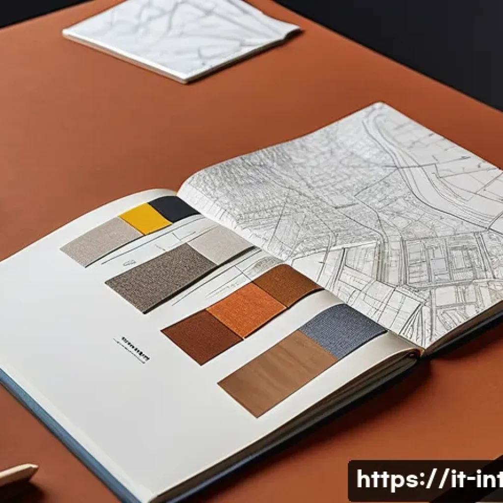 실내건축 포트폴리오 작성 시 강조할 부분 - **"The Creative Journey Unveiled"**: A professional interior designer, dressed in smart, contemporar...