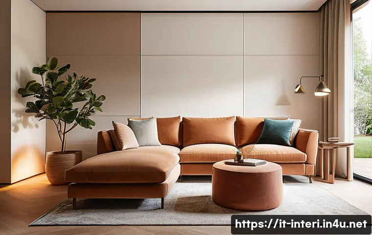 실내건축의 기본 설계 과정 - A cozy modern living room designed for a family in Italy, featuring natural wood furniture with warm...