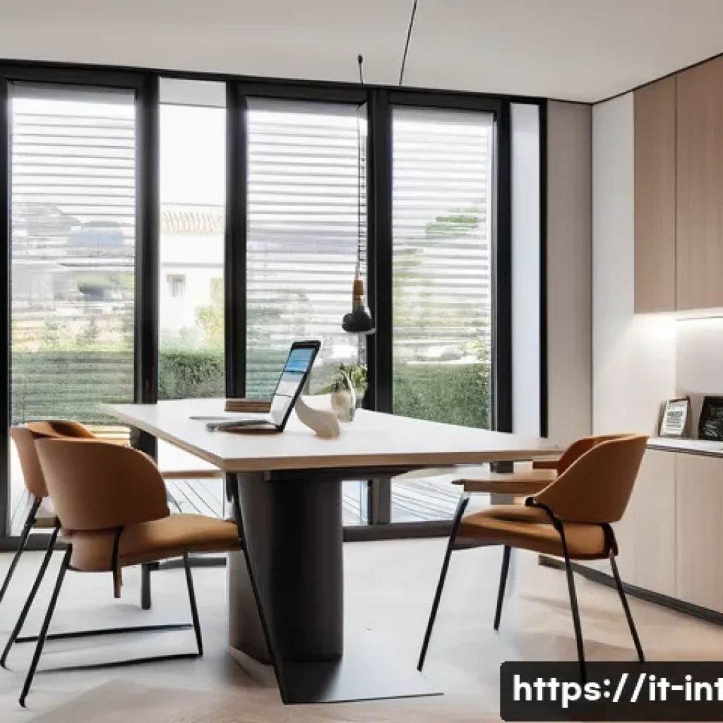 실내건축과 스마트 건축 기술 - A modern Italian apartment interior showcasing a smart modular living space that transforms seamless...