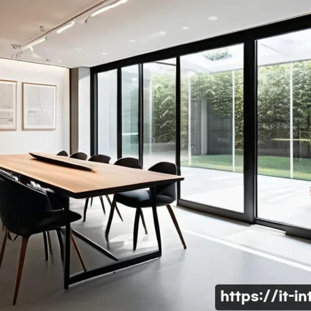 실내건축 실기 시험에서 강조해야 할 부분 - A modern interior design examination room showcasing a detailed spatial analysis: a well-lit archite...