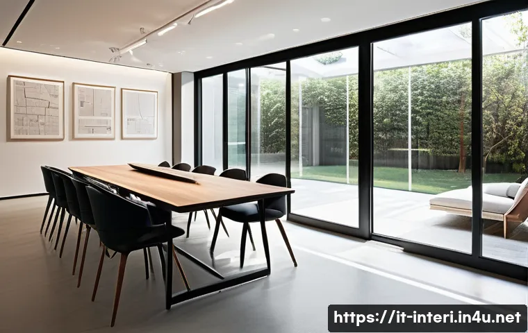 실내건축 실기 시험에서 강조해야 할 부분 - A modern interior design examination room showcasing a detailed spatial analysis: a well-lit archite...