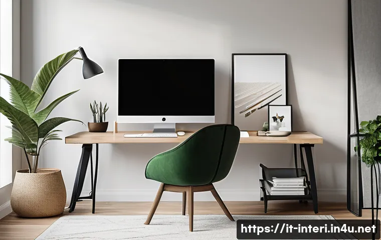 실내건축 경력직 이직 준비 방법 - A modern interior design portfolio presentation scene showcasing a sleek, minimalist workspace with ...