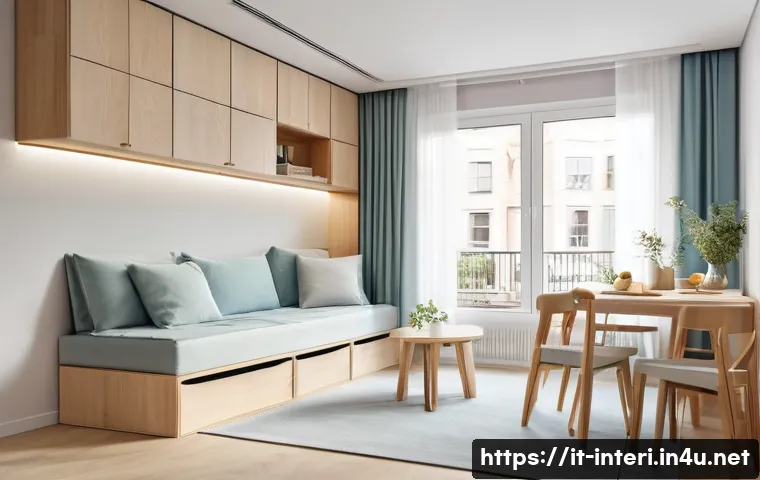 실내건축 실습에서 발생할 수 있는 문제들 - A modern, compact family apartment interior designed for functionality and safety, featuring a cozy ...