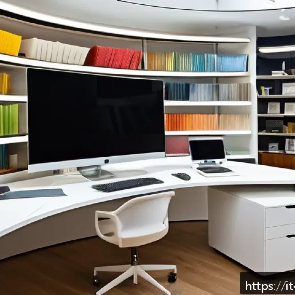 실내건축 실습에서 필요한 준비물 - A modern interior design workspace featuring a professional using advanced CAD software on a large c...