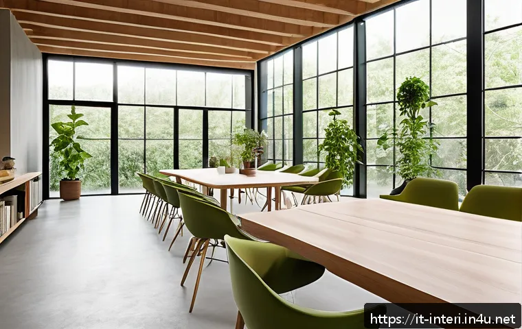실내건축기사 자격증과 관련된 필수 서적 - A modern sustainable interior design studio with large south-facing windows maximizing natural light...