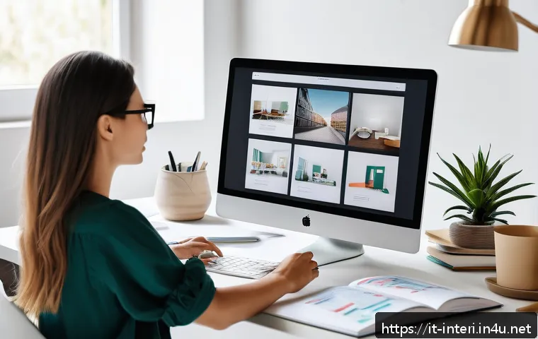 실내건축 시험을 위한 추천 학습 사이트 - A modern home interior design studio scene featuring a young adult female interior designer wearing ...
