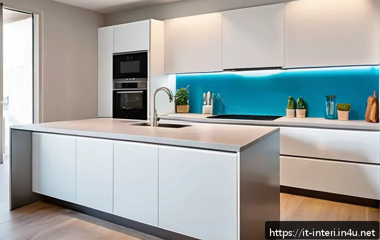 실내건축과 관련된 전문 서적 리뷰 - A modern Italian kitchen interior featuring durable quartz countertops and high-quality laminate cab...