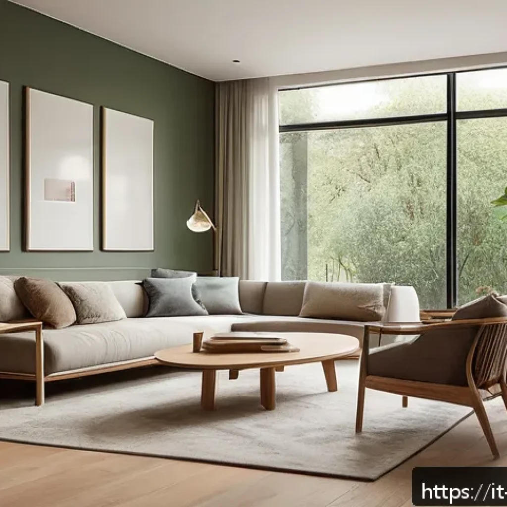 실내건축 자격증으로 진출할 수 있는 분야 - A modern residential living room interior designed with sustainable materials and biofilic elements,...