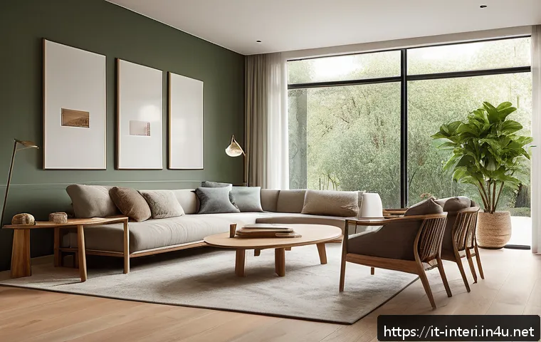 실내건축 자격증으로 진출할 수 있는 분야 - A modern residential living room interior designed with sustainable materials and biofilic elements,...