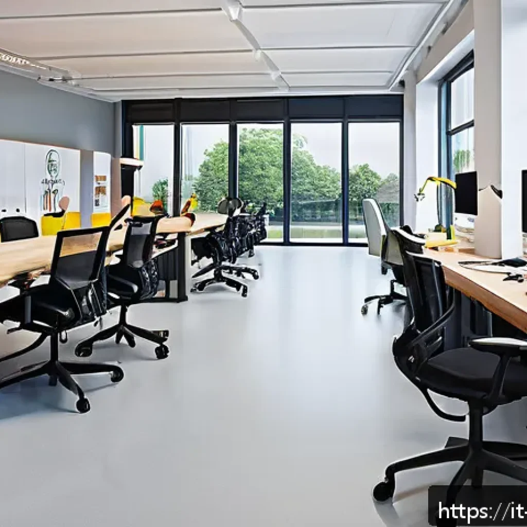 실내건축 실습 중 발생할 수 있는 사고 예방 - A well-organized interior design workshop scene focused on safety and ergonomics: a spacious studio ...