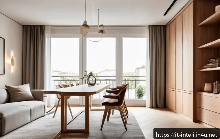 실내건축 실기 시험의 주요 항목들 - A modern Italian urban apartment interior showcasing a harmonious balance between aesthetics and fun...