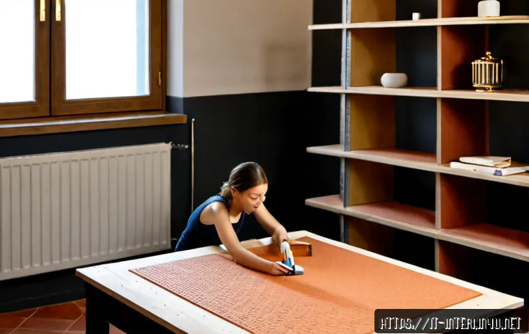 실내건축 실습에서 배우는 디테일 - Photorealistic interior architecture workshop in Milan, Italy, a young adult student carefully assem...